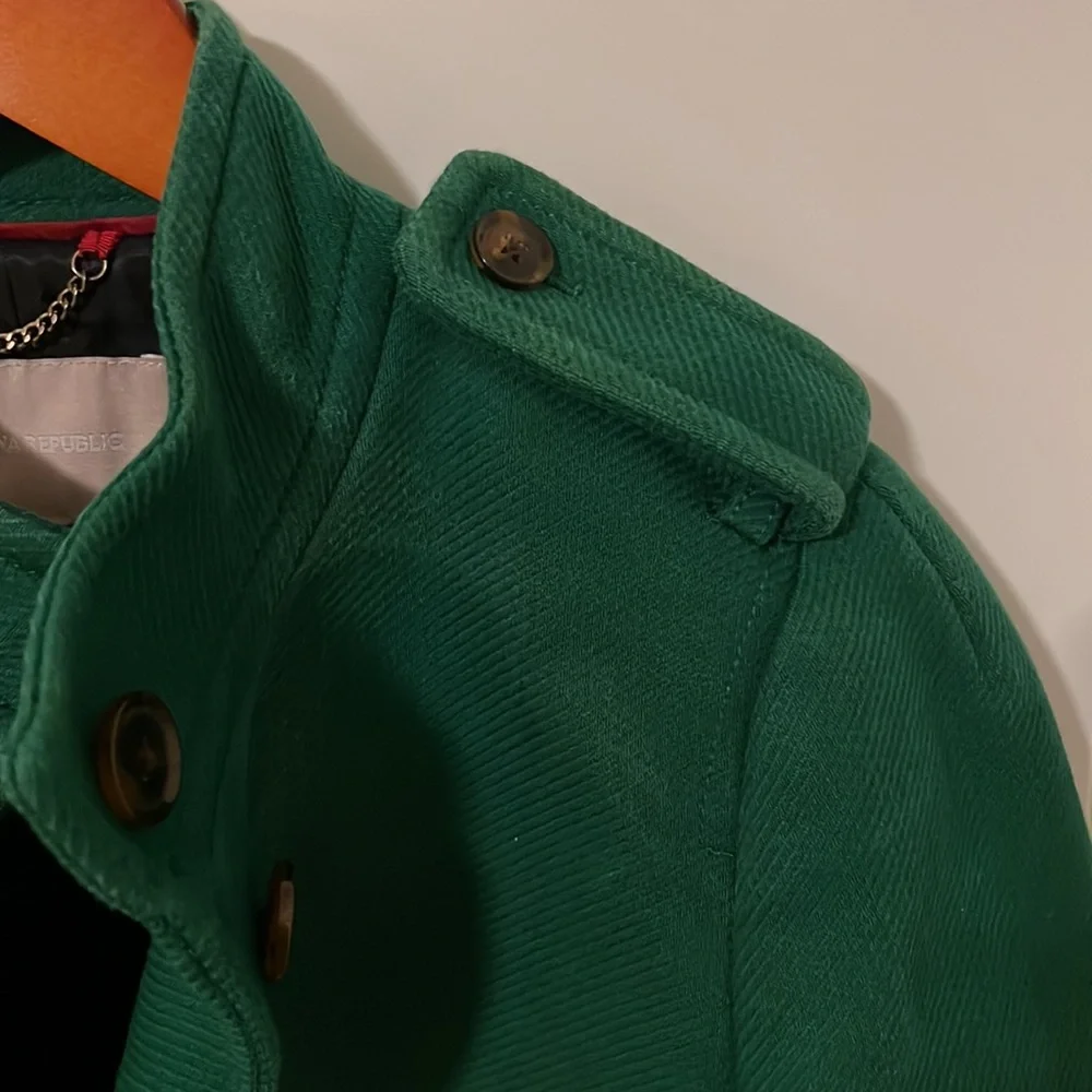 Banana Republic Green Pea Coat size S - Picture 3 of 6